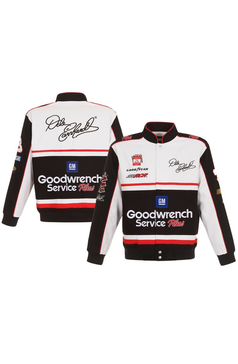 JH DESIGN Men's JH Design White/Black Dale Earnhardt Goodwrench Twill Uniform Full-Snap Jacket, Main, color, White