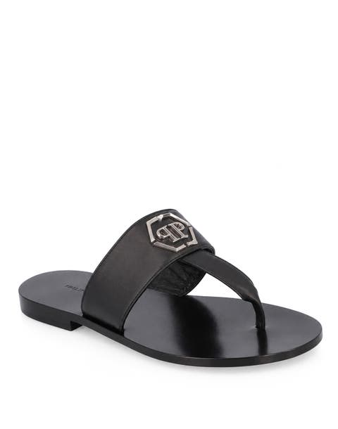 Leather Flat Sandals Hexagon Men