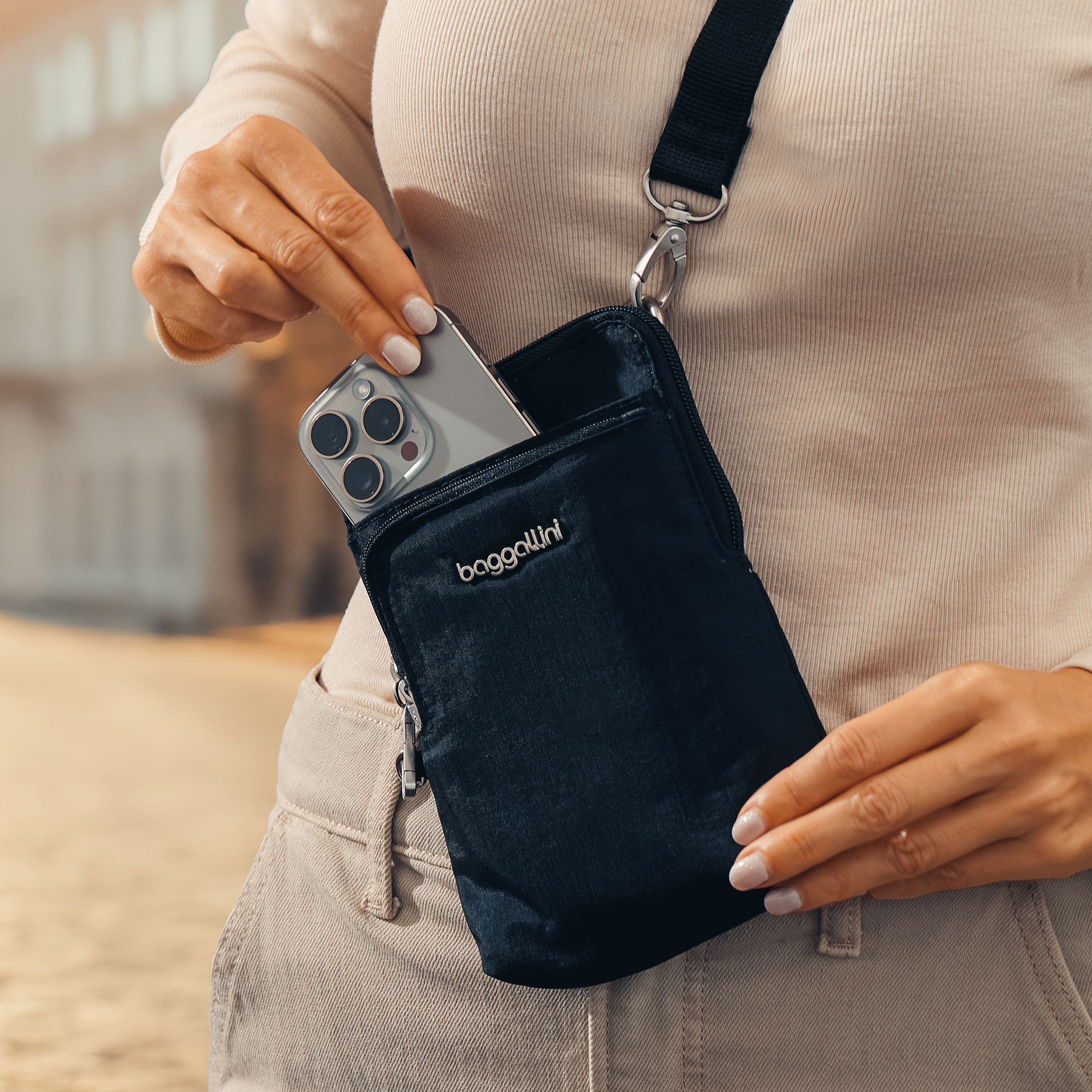 BAGGALLINI Securtex Anti-Theft Activity Small Crossbody Bag, Alternate, color, Black