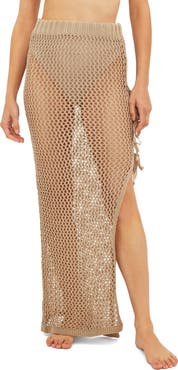 Beach Riot Deborah Sheer Open Stitch Cover-Up Skirt