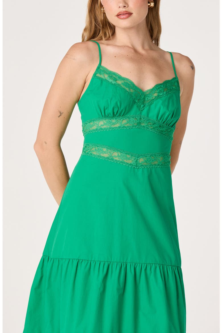 Berenice Lace Detail Tiered Cotton Dress, Alternate, color, GREEN