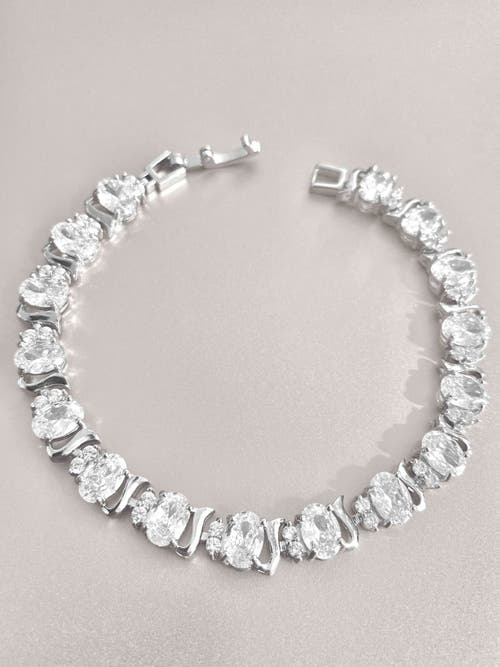 Hollywood Sensation Cubic Zirconia Tennis Bracelet With Aaa+ Cubic Zirconia Oval And Round Cut In Silver