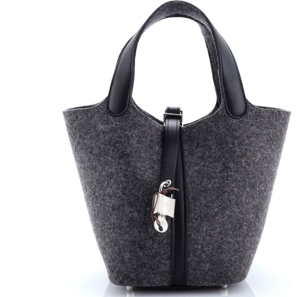 Pre-owned Hermes Hermes Picotin Lock Bag Felt With Leather Pm In Gray