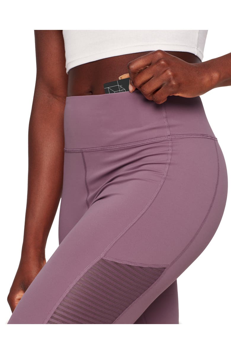 Adore Me Cali Active 7/8 Legging With Striped Mesh, Alternate, color, Dark Purple