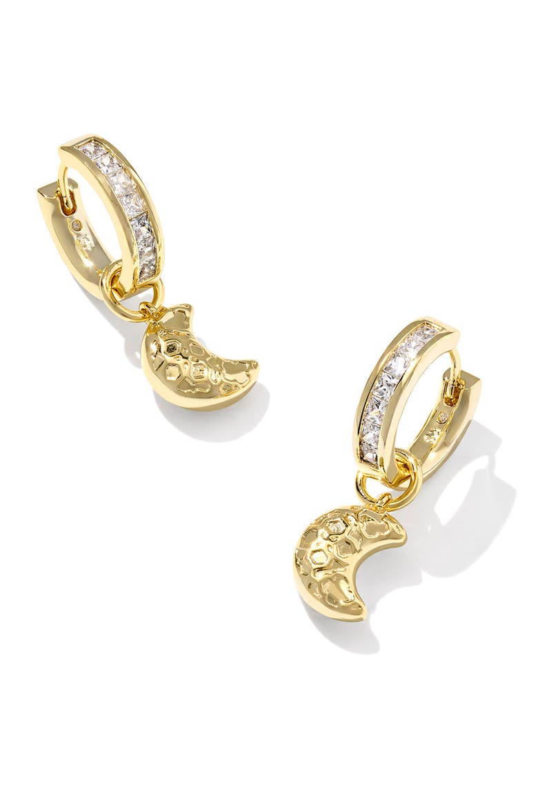 Moon Huggie Earrings, Alternate, color, GOLD WHITE MIX