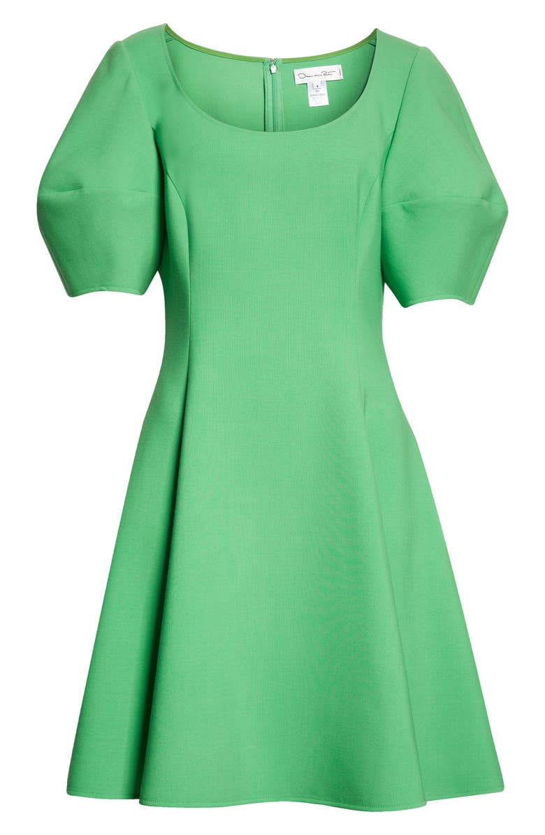 Oscar de la Renta Lantern Sleeve Stretch Wool Blend Minidress, Alternate, color,