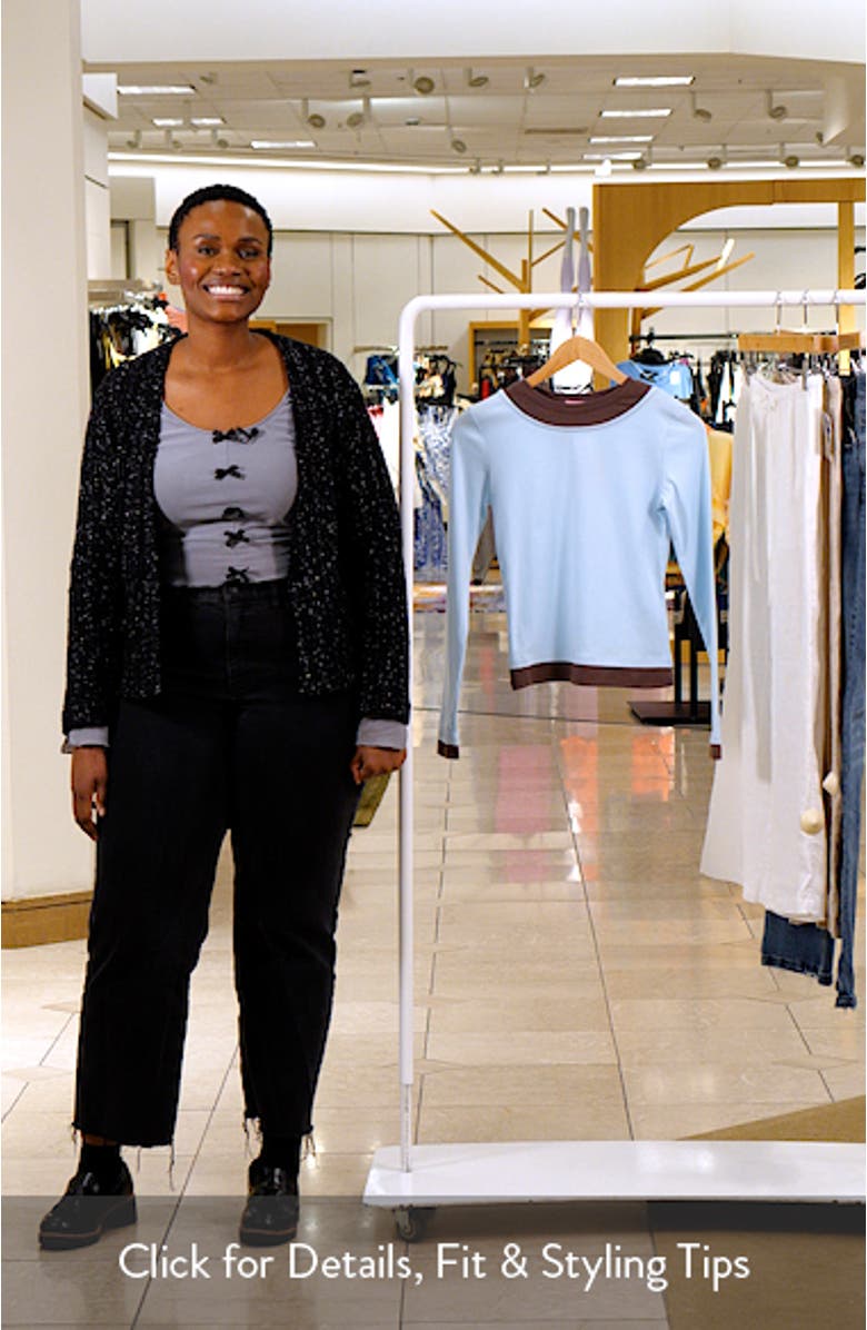 Layered Look Long Sleeve Stretch Cotton Top, sales video thumbnail