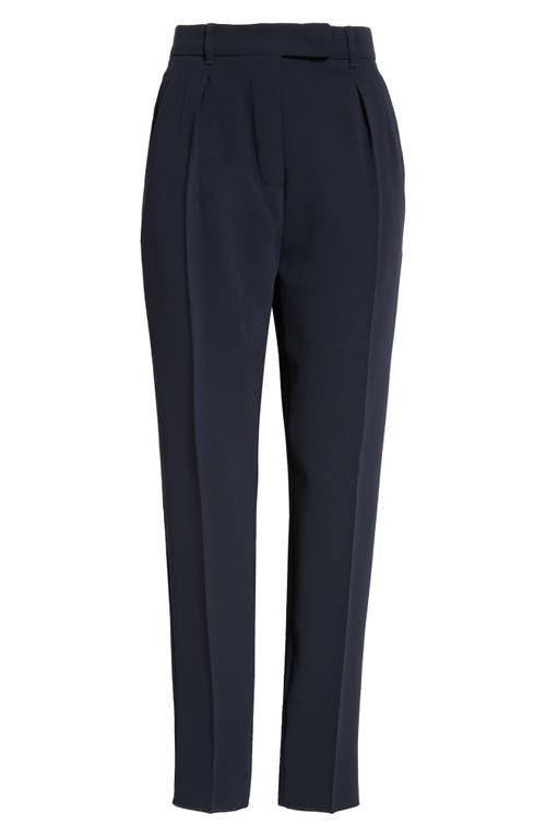 Max Mara Studio Eguale Pleated Crepe Ankle Pants In Navy