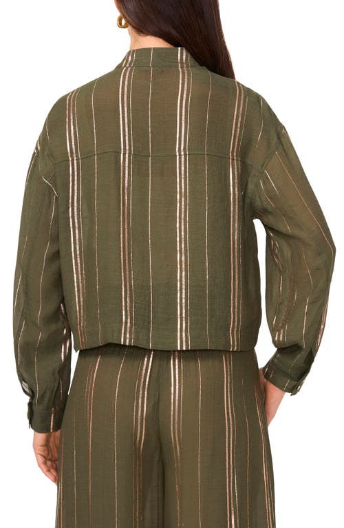 Vince Camuto Metallic Stripe Jacket In Olive Moss