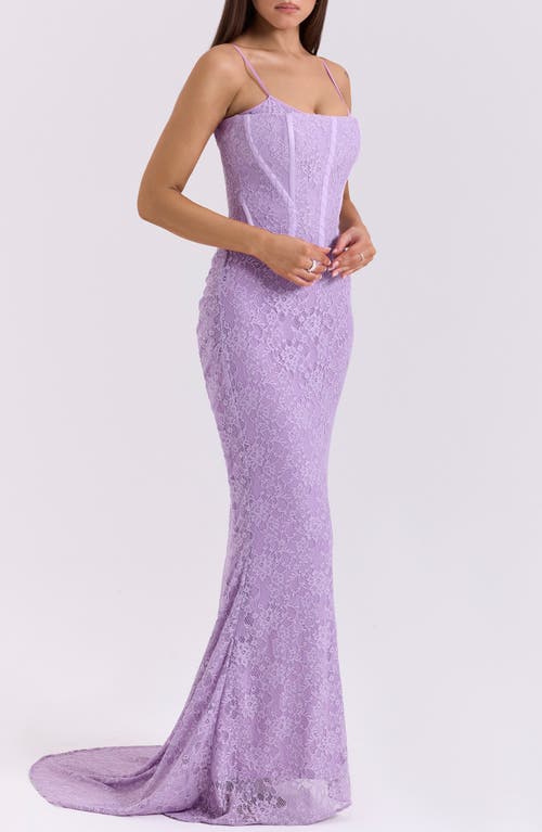 Shop House Of Cb Antonina Mermaid Gown In Sheer Lilac