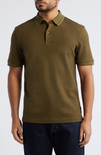 Hugo Boss Textured Polo Shirt In Green