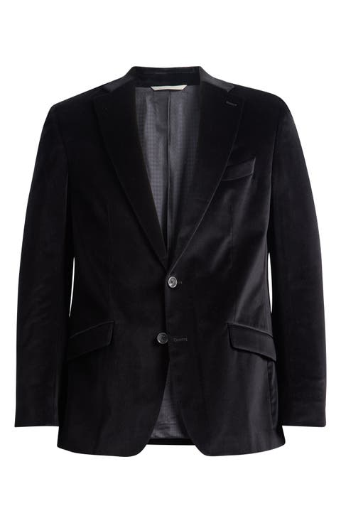 Black Textured Stretch Cotton Sport Coat