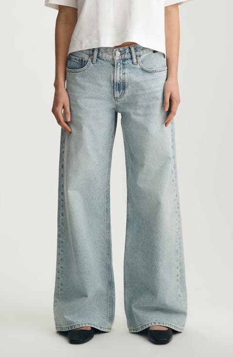 Sandy Low Waist Wide Leg Jeans (Bleached Classic Denim)