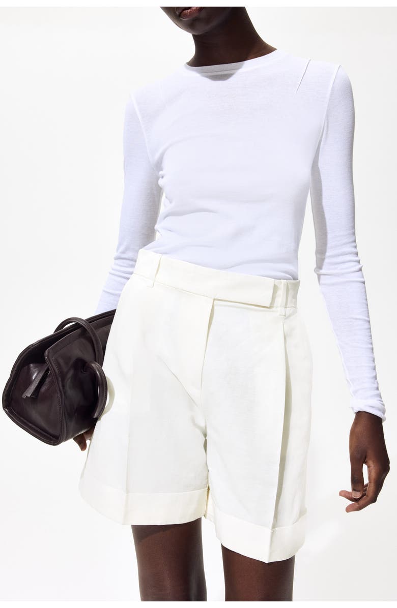 H&M Tailored Linen-blend Shorts, Alternate, color, White