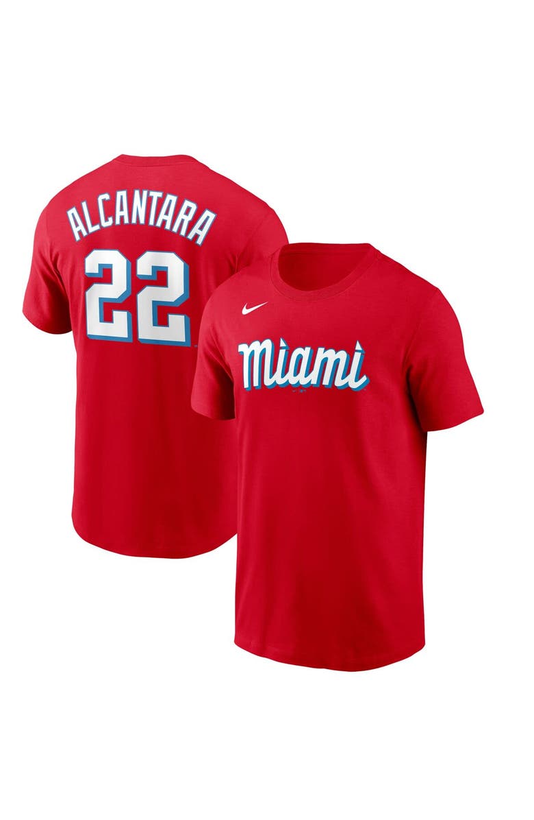 Nike Men's Nike Sandy Alcantara Red Miami Marlins City Connect Name & Number T-Shirt, Main, color, 