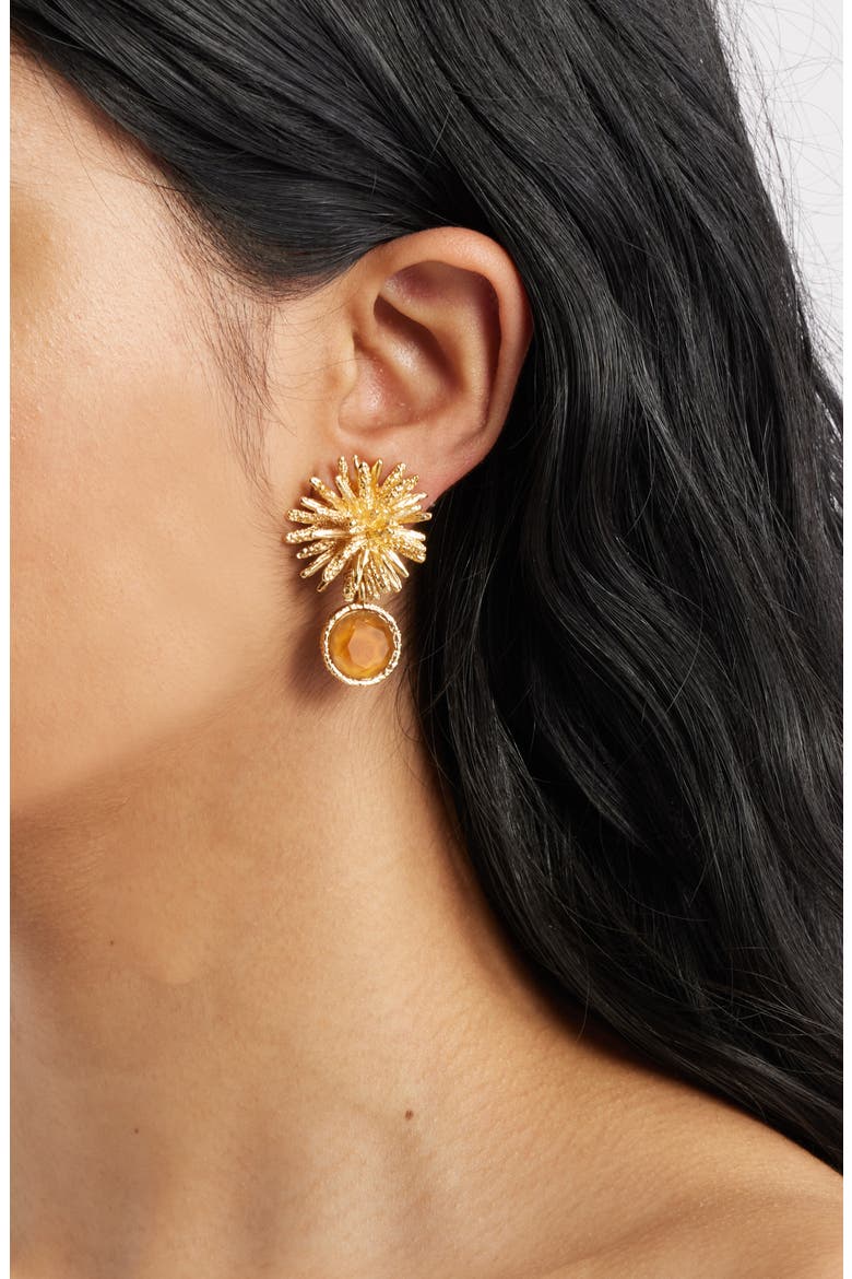 Mocha Starburst Clip-On Earrings, Alternate, color, GOLD