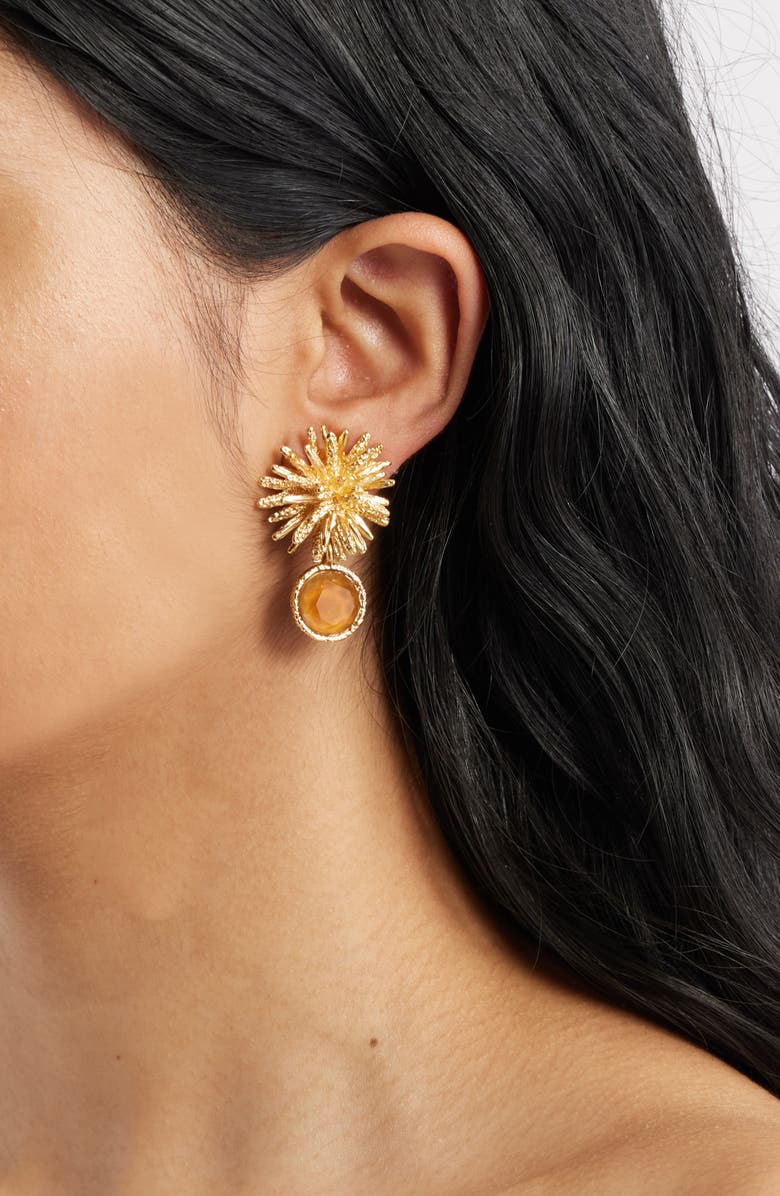 Karine Sultan Mocha Starburst Clip-On Earrings, Alternate, color, Gold