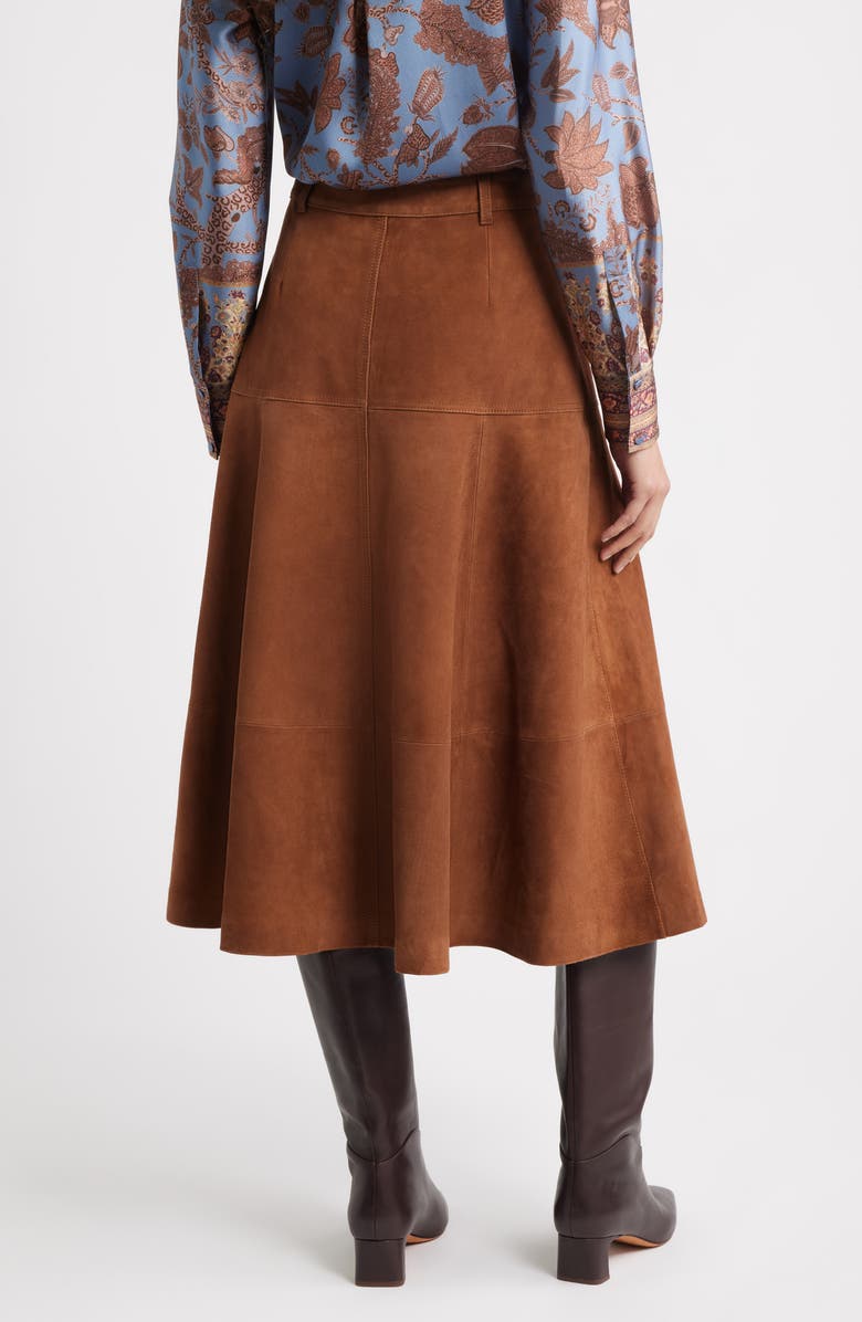 KOBI HALPERIN Matty Suede A-Line Skirt, Alternate, color, Cognac