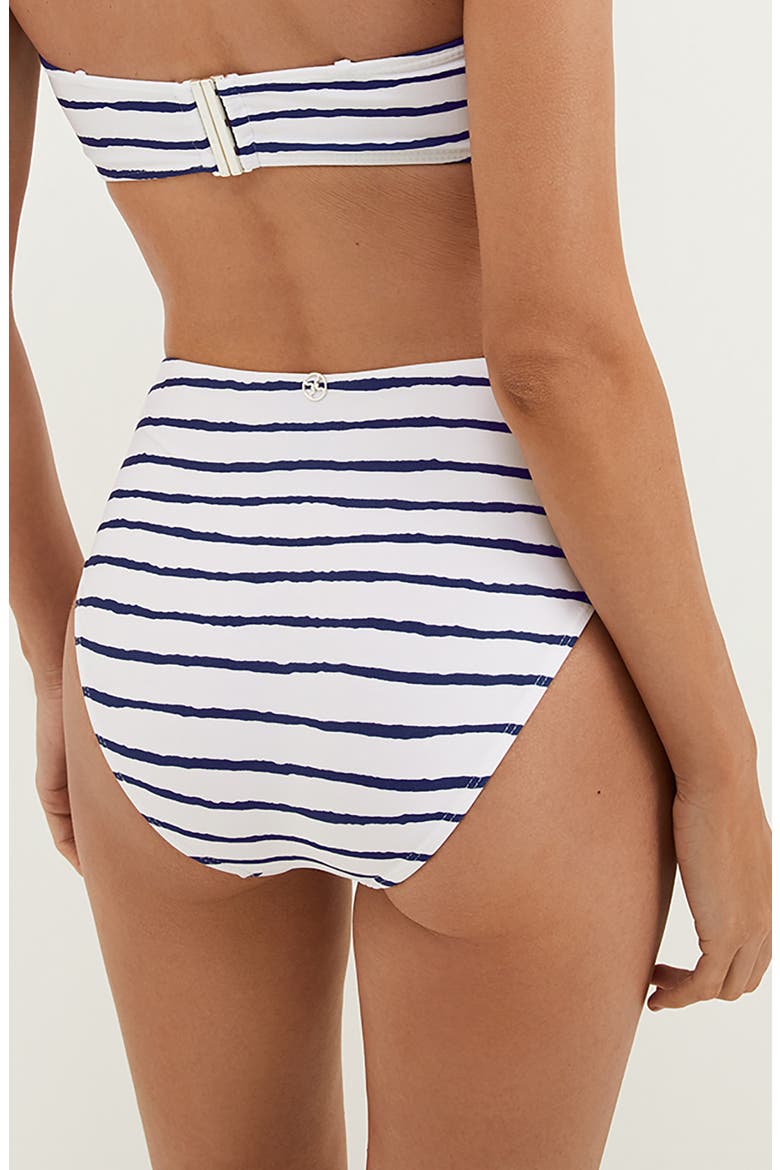 Symphonie Bela Stripe High Waist Bikini Bottoms, Alternate, color, WHITE