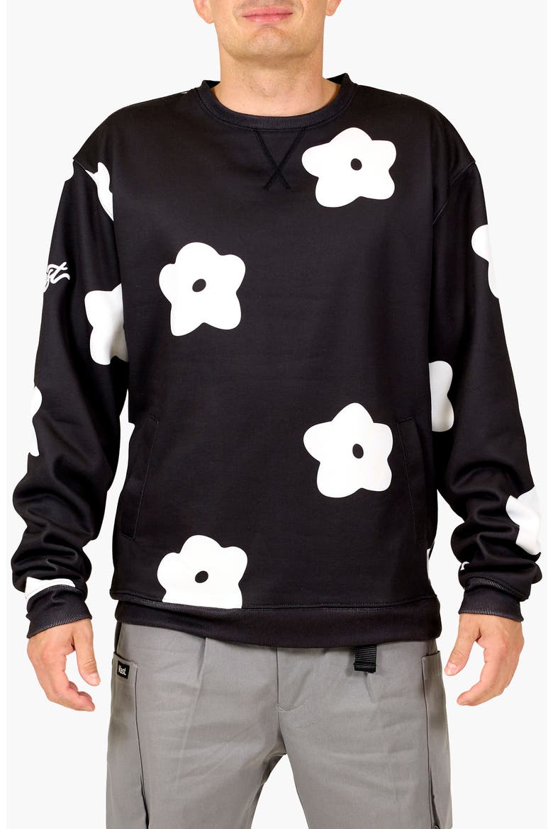 Flower Patch Sweatshirt, Main, color, BLACK