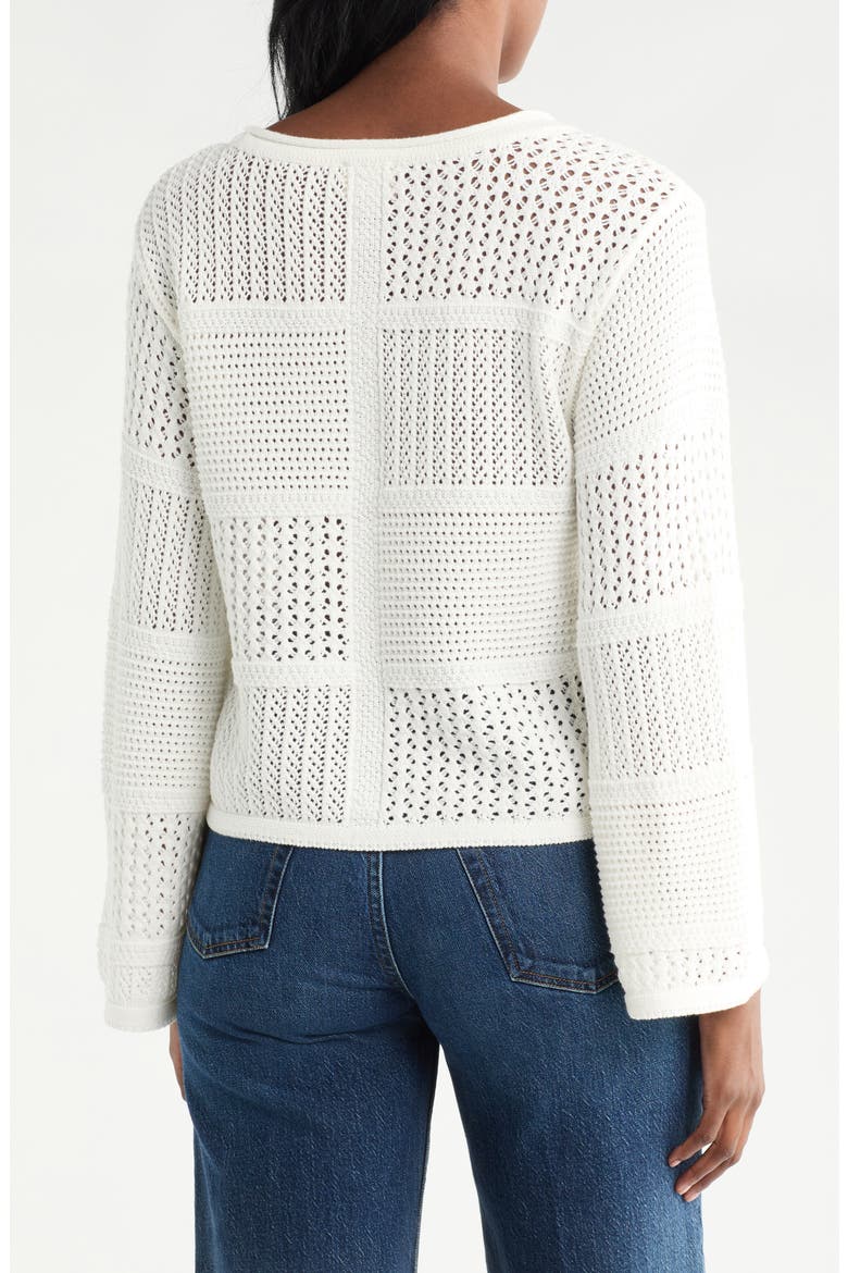 Novelty Open Stitch Sweater, Alternate, color, BONE