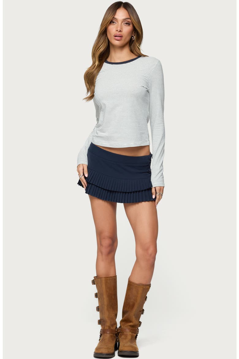Brianna Stripe Stretch Cotton T-Shirt, Alternate, color, WHITE-AND-NAVY