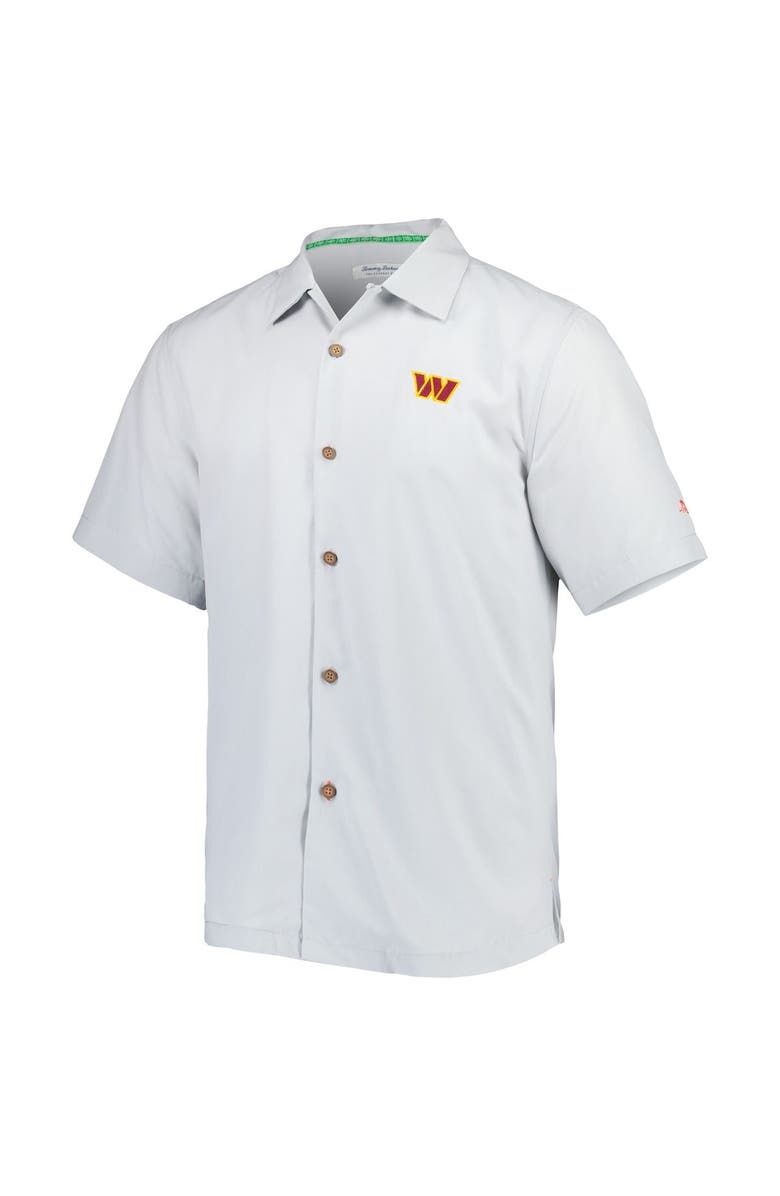 Tommy Bahama Men's Tommy Bahama Gray Washington Commanders Coconut Point Frondly Fan Camp IslandZone Button-Up Shirt, Alternate, color, Gray