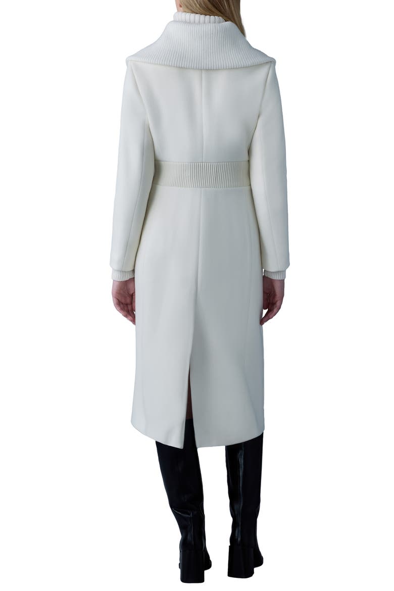 Clarice Leather Trim Wool Coat, Alternate, color, CREAM