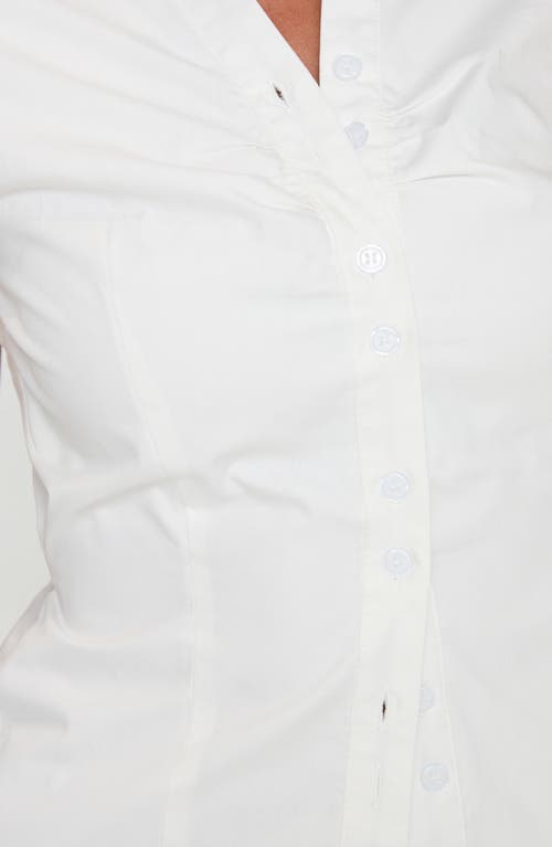 Princess Polly Arianwyn Cap Sleeve Button-up Shirt In White