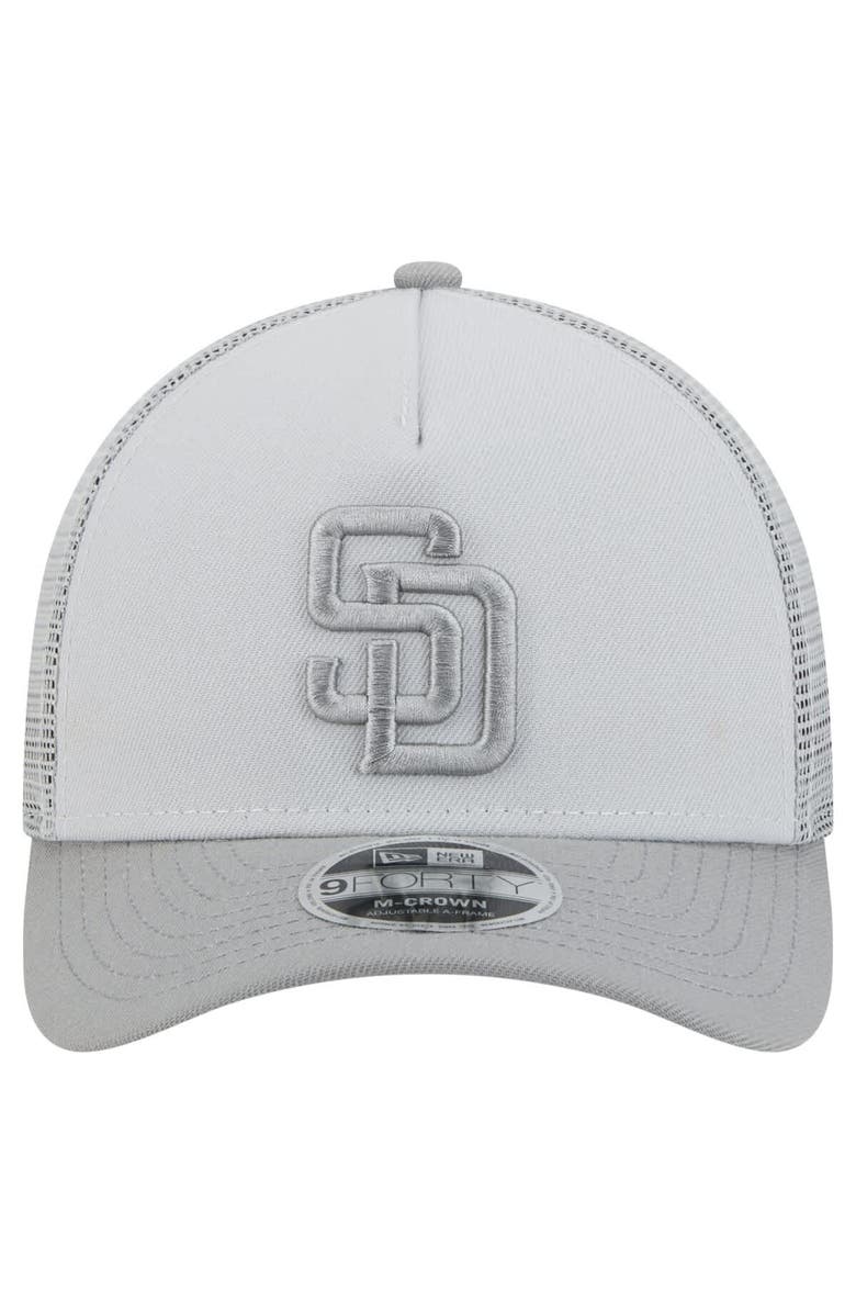 New Era Men's New Era Gray San Diego Padres Color Pack A-Frame 9FORTY Trucker Adjustable Hat, Alternate, color, 