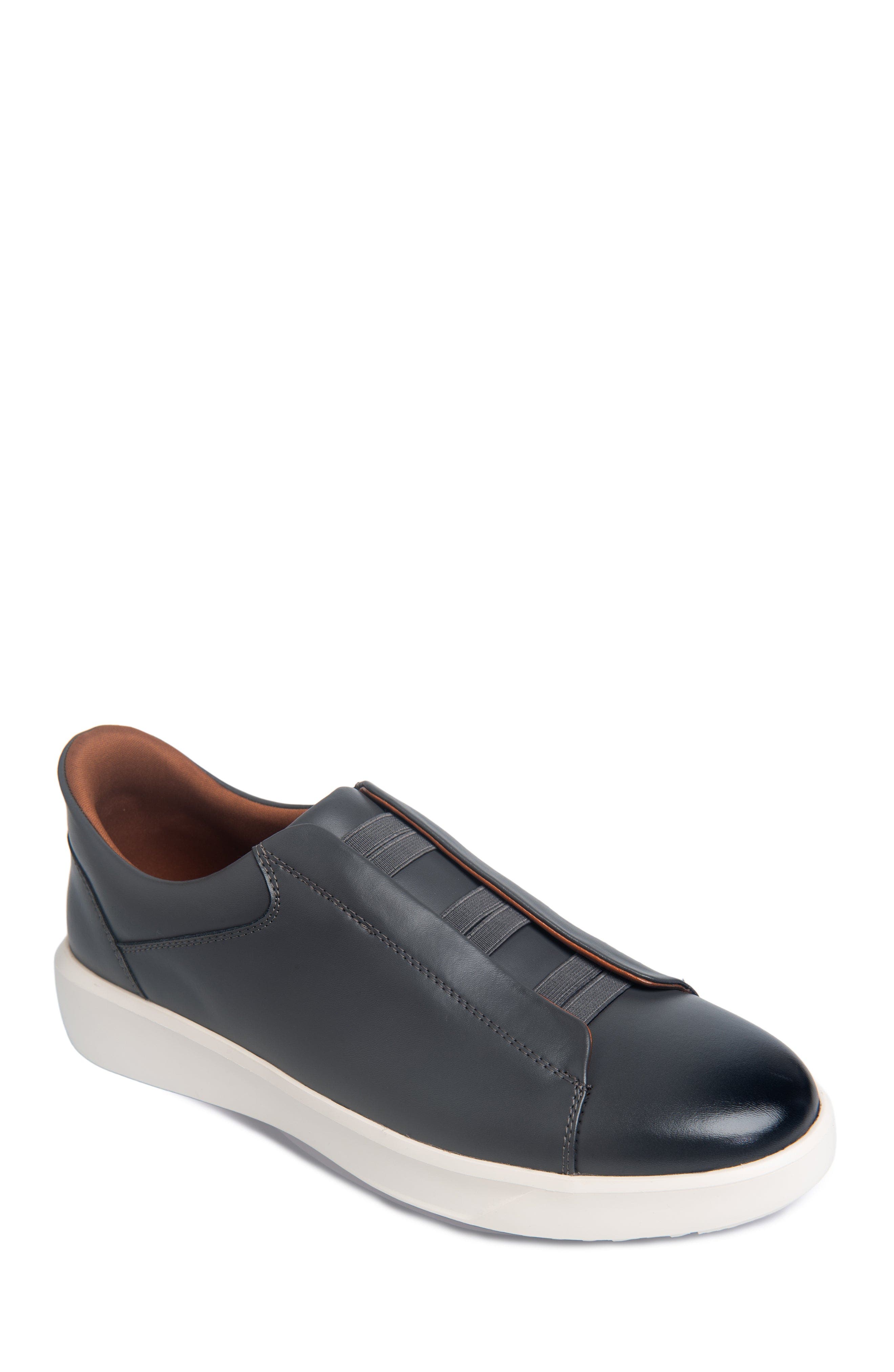 Allen Street Hands Free Technology Lightweight Leather Sneaker, Main, color, Grey Napa Leather