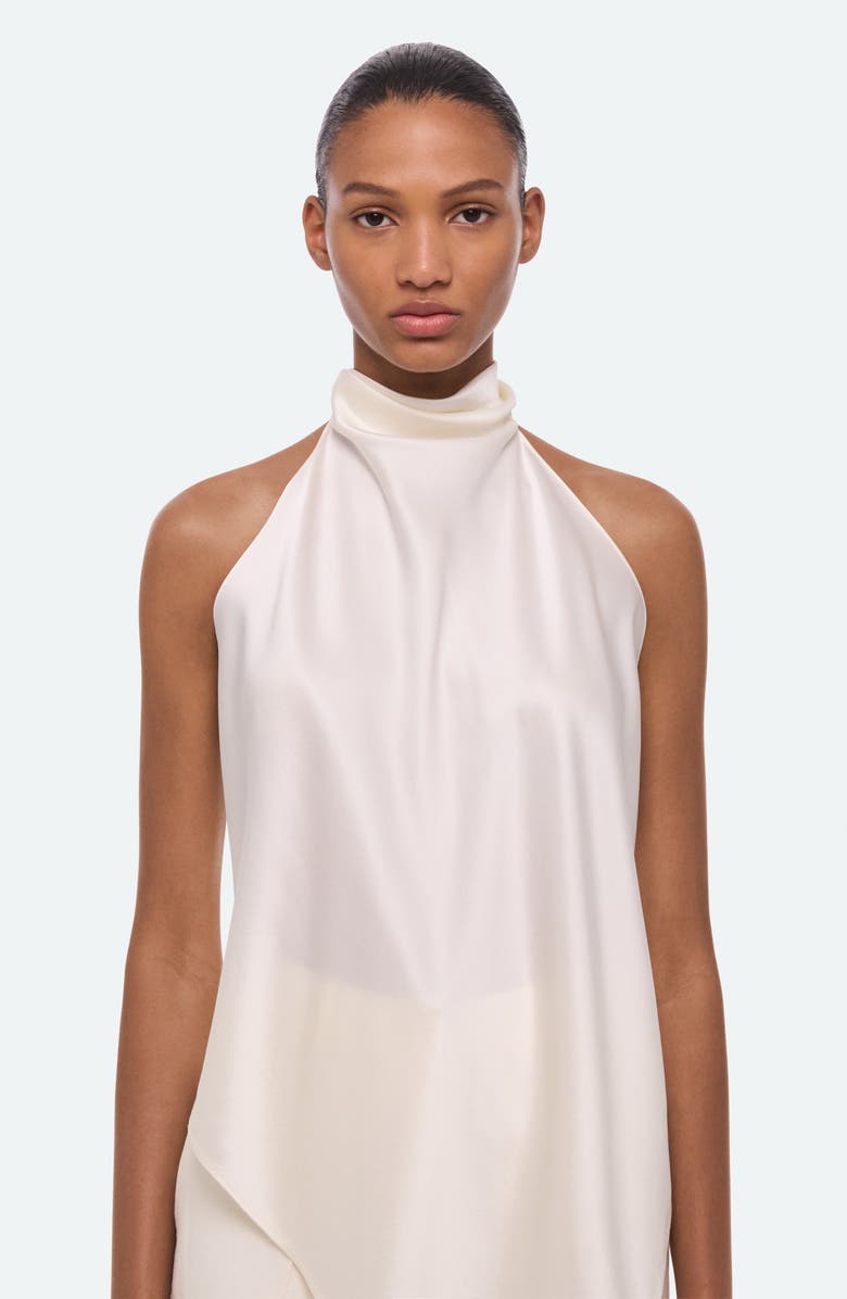 Helmut Lang Tie Scarf Sleeveless Silk Top, Alternate, color, Ivory