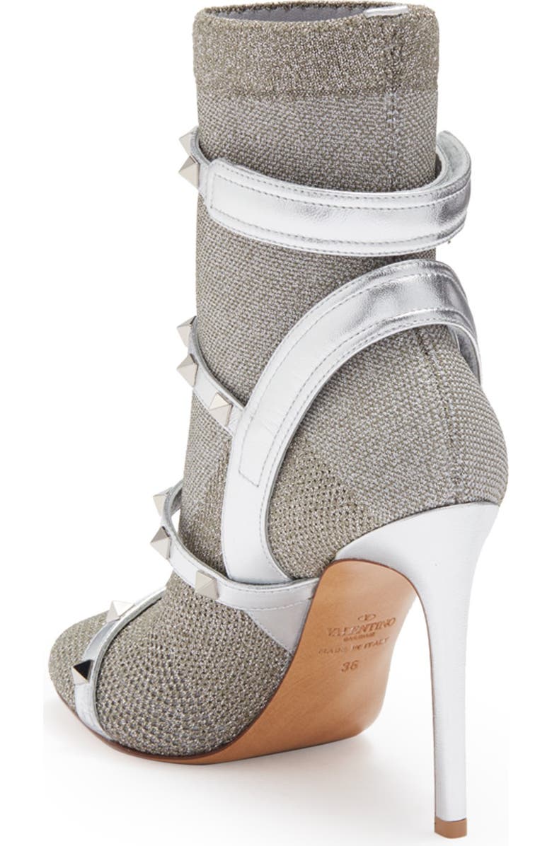 Valentino Garavani Metallic Caged Knit Bootie, Alternate, color,