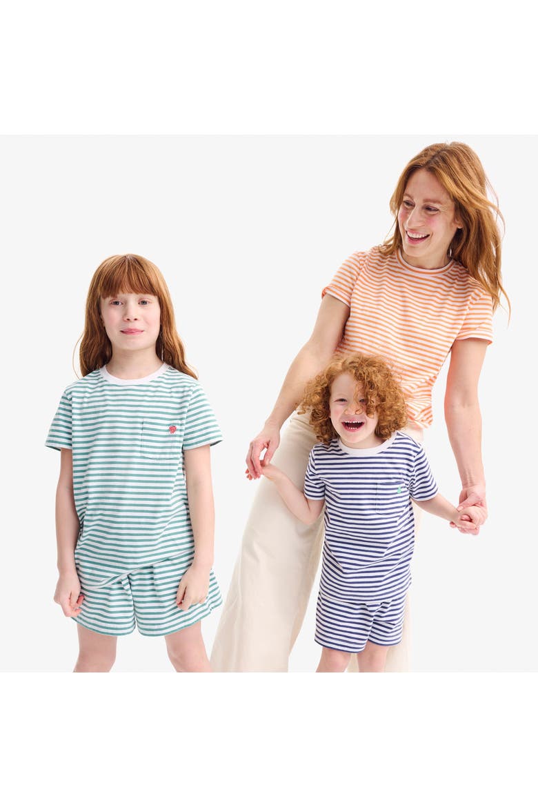Adult Easy Crewneck Stripe Tee, Alternate, color, Cantaloupe White Stripes