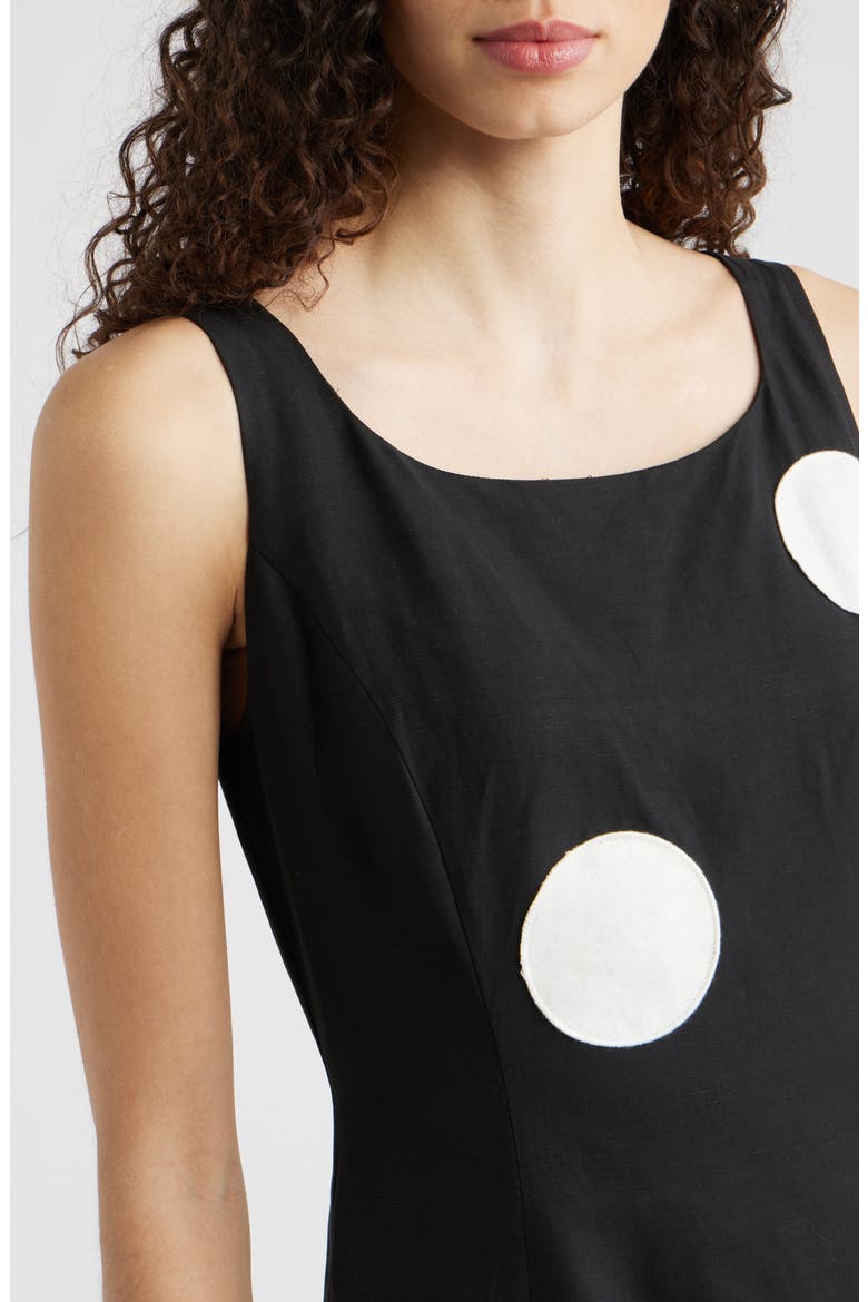 The Lucie Dot Midi Dress, Alternate, color, NOIR/ WHITE