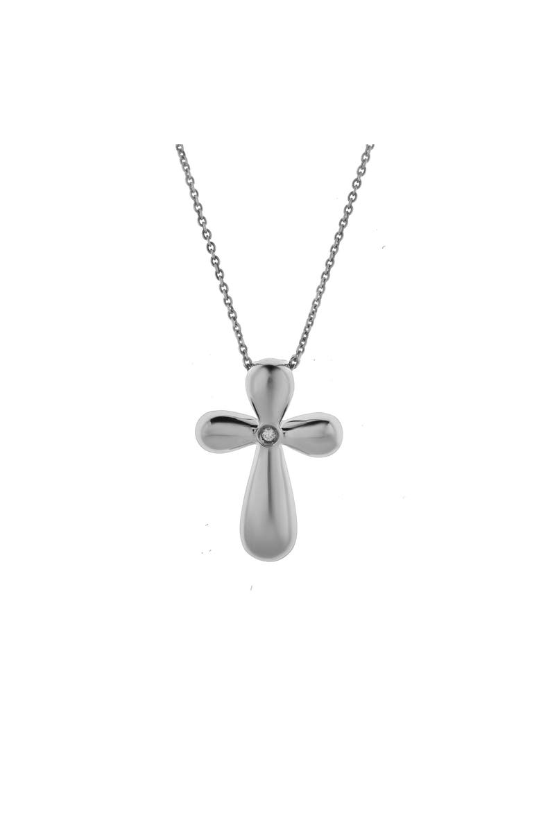 LuvMyJewelry Rosina Sterling Silver 0.01 Ct Diamond Cross Pendant, Main, color, 925 Sterling Silver