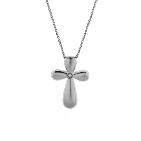 Rosina Sterling Silver 0.01 Ct Diamond Cross Pendant