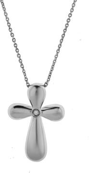 LuvMyJewelry Rosina Sterling Silver 0.01 Ct Diamond Cross Pendant