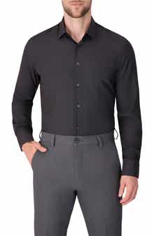 Report Collection Herringbone Print Slim Fit Stretch Dress Shirt