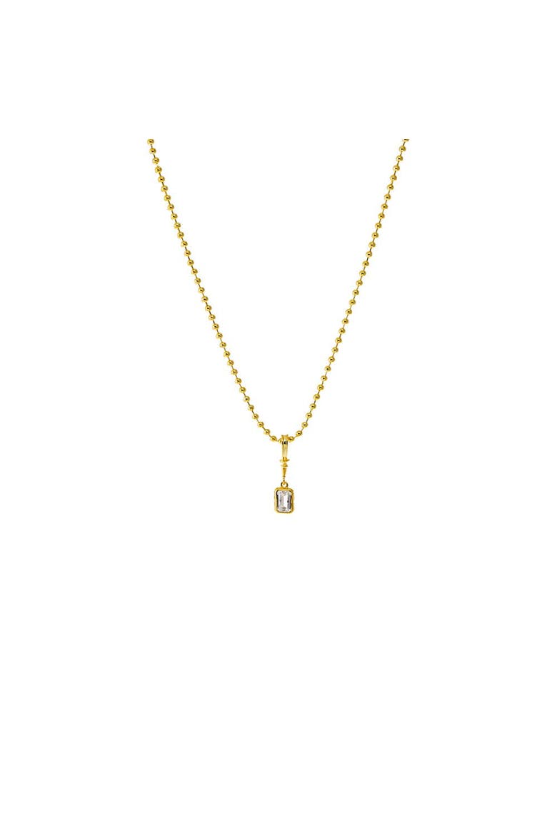 CZ Baguette Bezel Pendant Ball Chain Necklace, Main, color, Gold