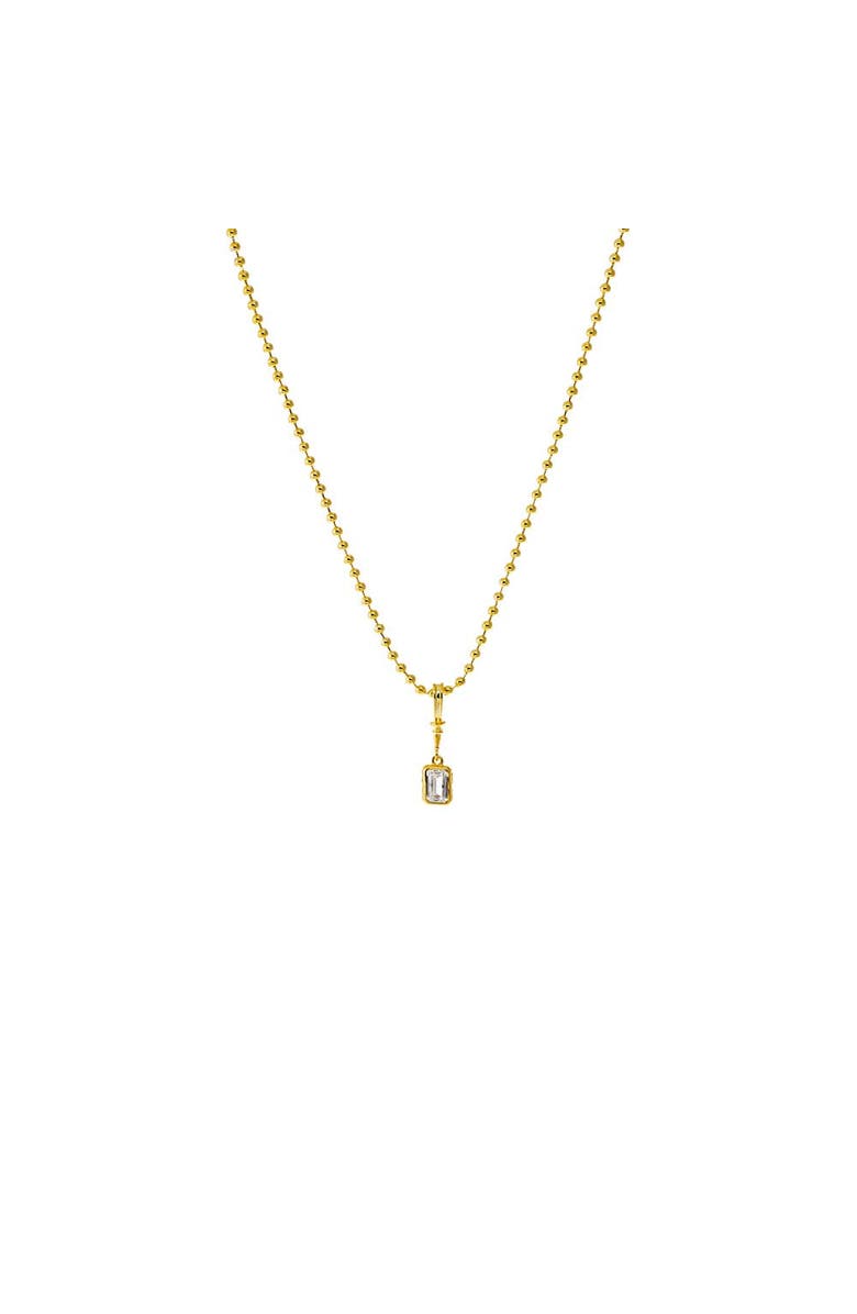 BY ADINA EDEN CZ Baguette Bezel Pendant Ball Chain Necklace, Main, color, Gold