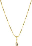 BY ADINA EDEN CZ Baguette Bezel Pendant Ball Chain Necklace