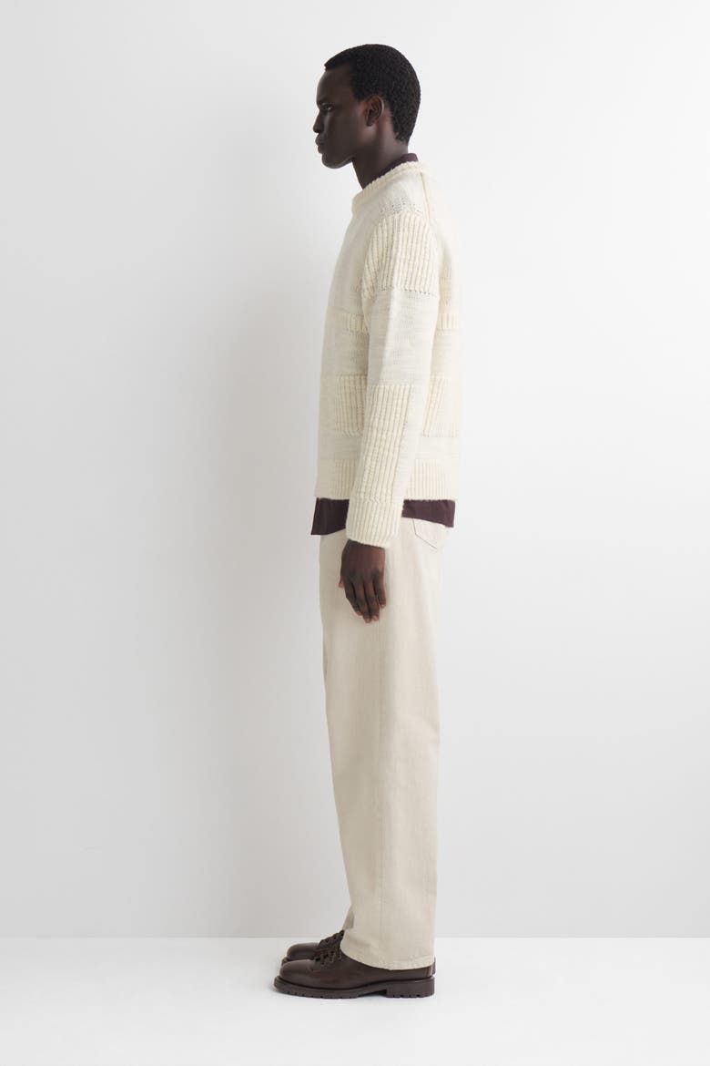 Ladder-stitch Wool Sweater, Alternate, color, CREAM