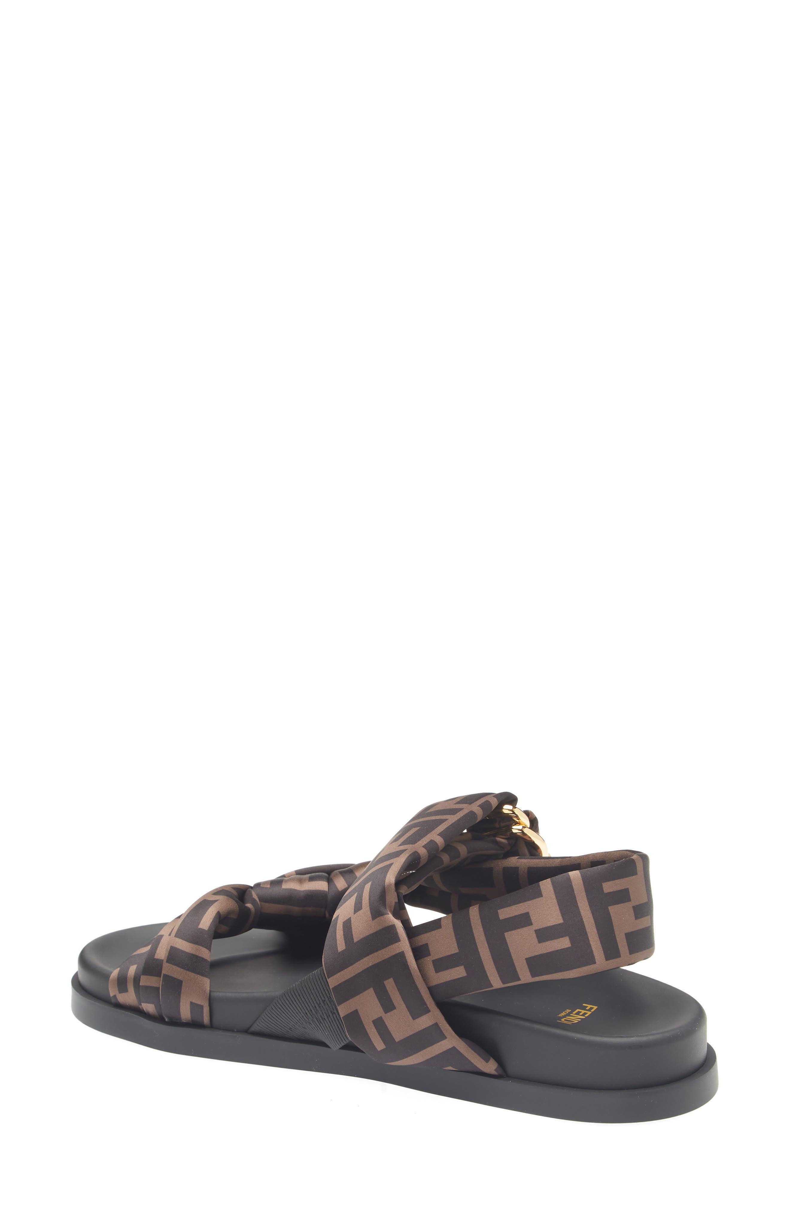 Fendi Feel Sandal, Alternate, color, Tabacco/ Nero