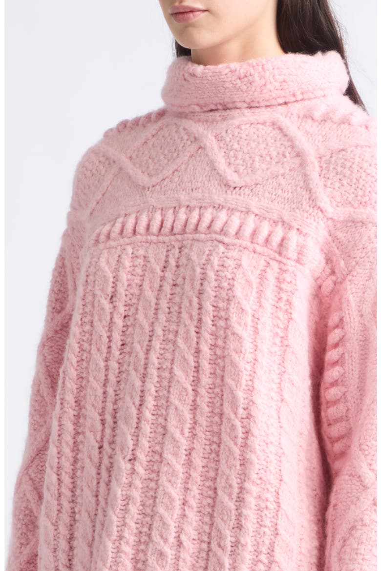 Super Cloud Cable Knit Turtleneck Cashmere & Silk Sweater, Alternate, color, SPRINKLE