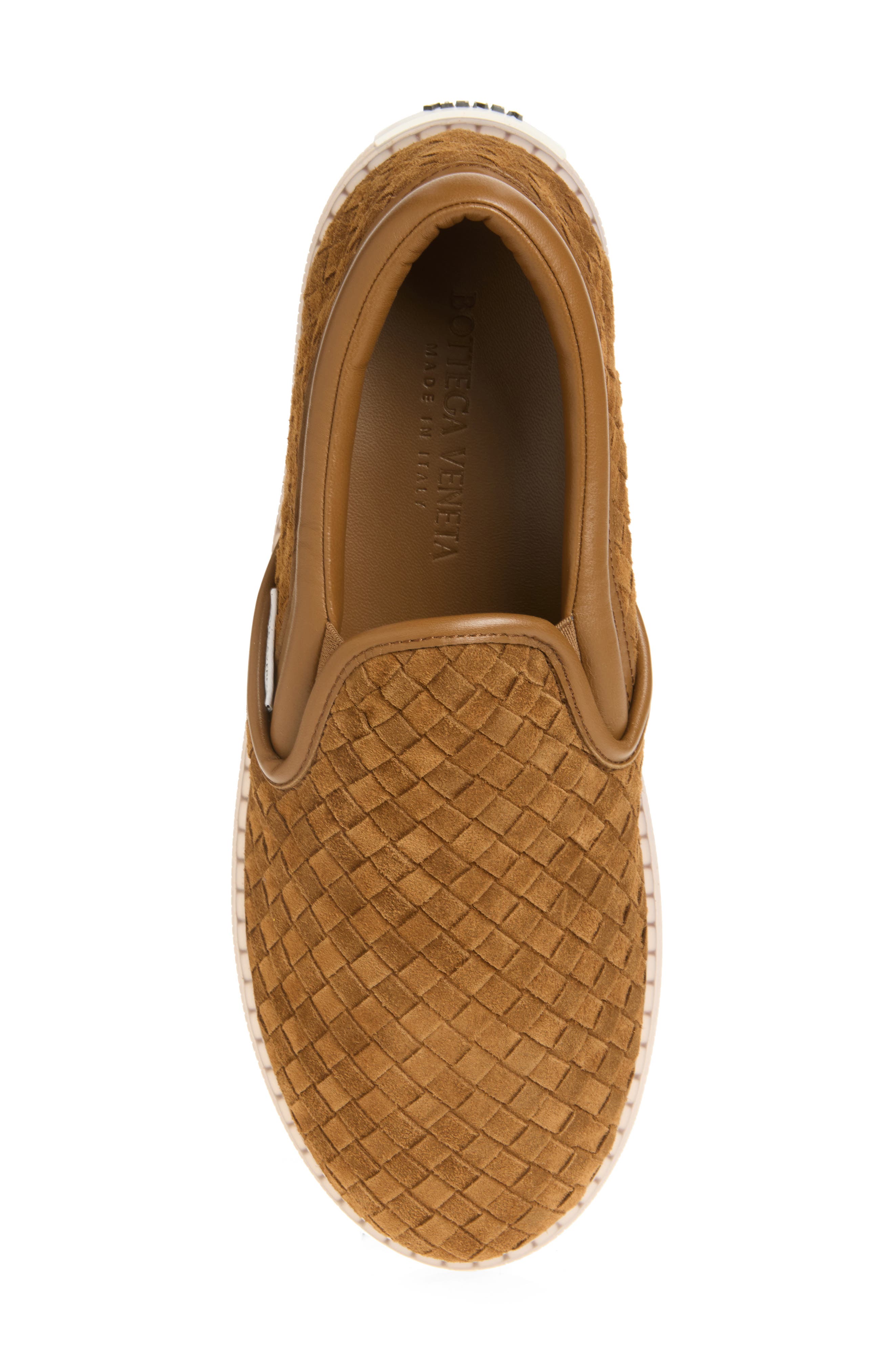 Sirena Intrecciato Suede Slip-On Sneaker, Alternate, color, 9866 DARK CARAMEL 20