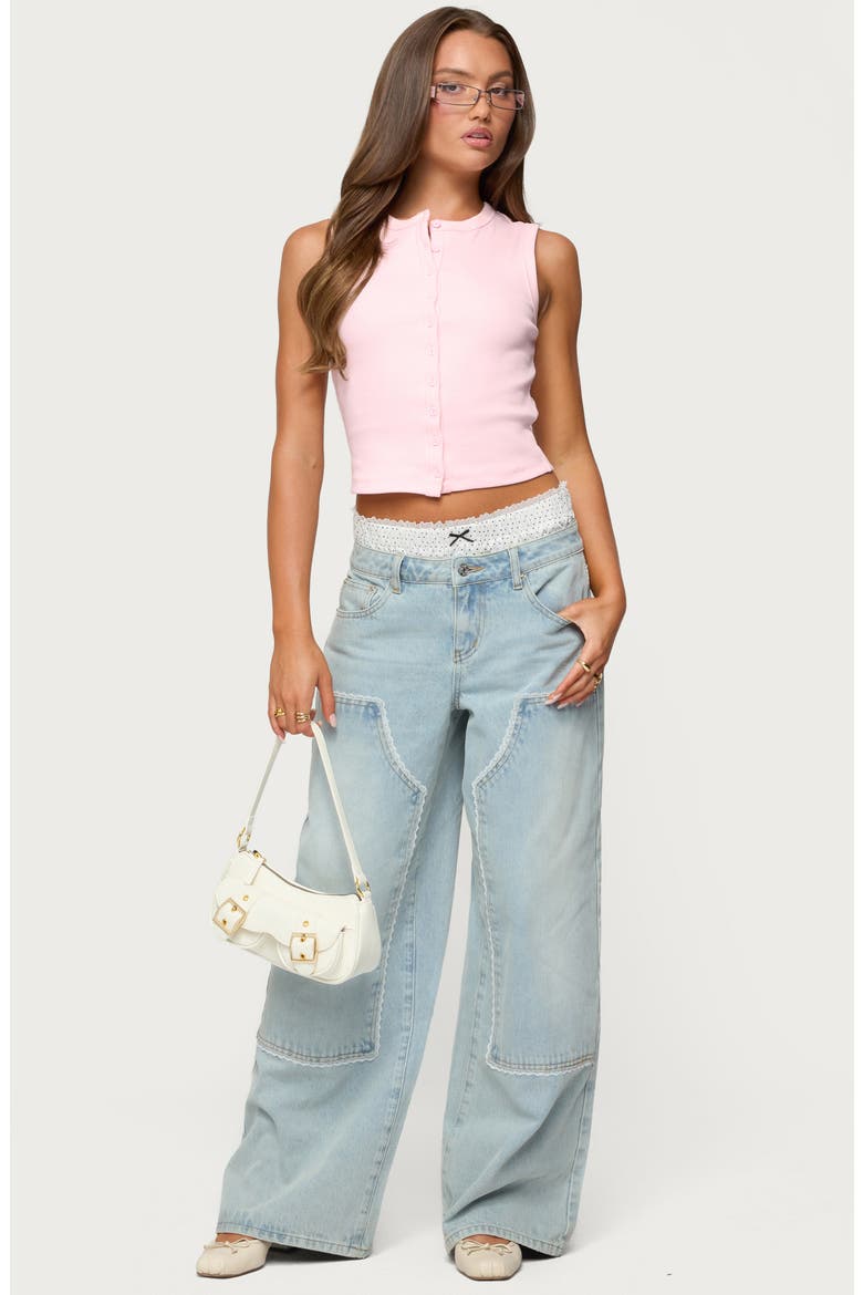 Basel Front Button Rib Crop Top, Alternate, color, LIGHT-PINK