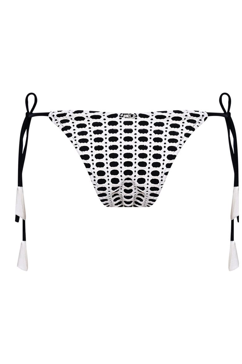 Selene Mesh Color Block Bikini Bottom, Alternate, color, BLACK / OFF WHITE