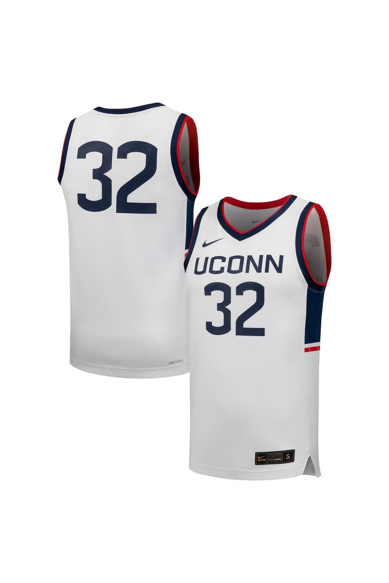 Men's Nike #32 White UConn Huskies Replica Basketball Jersey, Alternate, color, White
