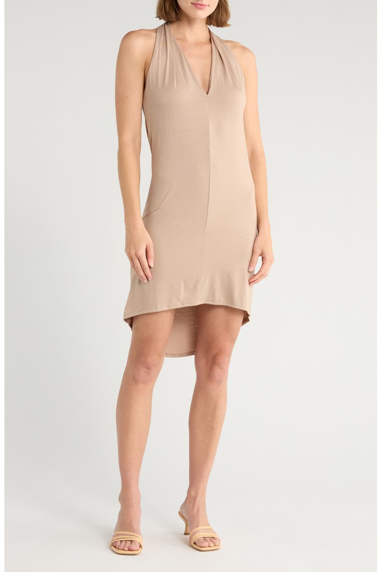 High-Low Shift Dress, Main, color, ALMOND PONTE